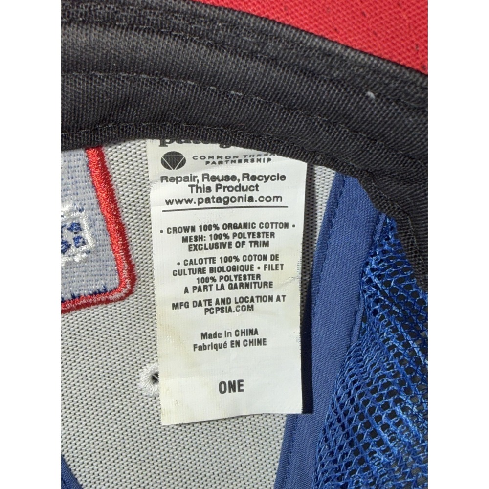 Patagonia Hat Cap Snap Back Mens One Size Red Blue Live Simply Trucker - Picture 10 of 10